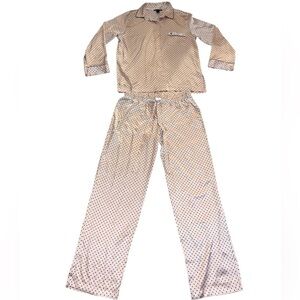 EUC Victoria’s Secret Black Polka Dot Long Sleeve Pink Pajama Pants Set Medium